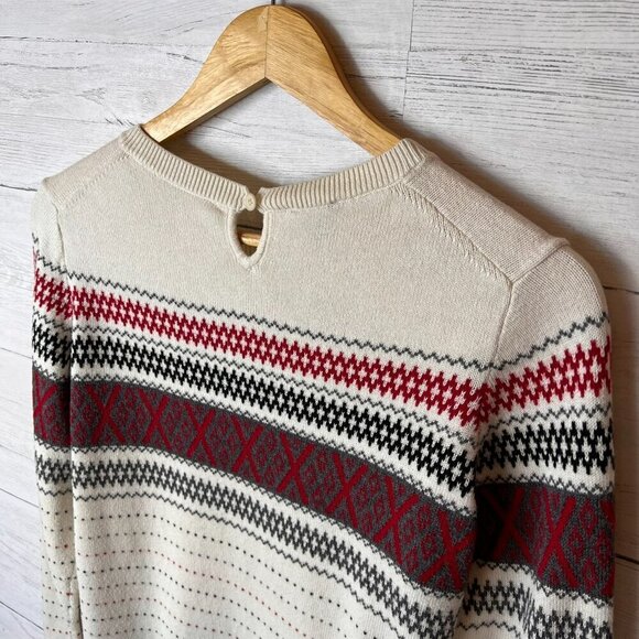 Talbots Sweater Womens Size MP Criss Cross Fair Isle Long Sleeve Cashmere Blend - Picture 12 of 15